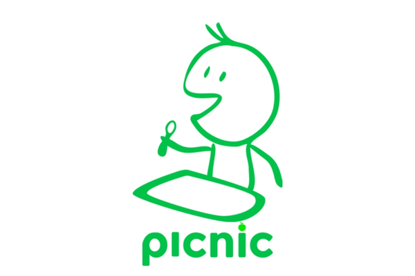 the word picnic written in green